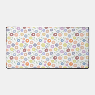 Fuzzy Flower Rpt Pattern Pastels on White Desk Mat