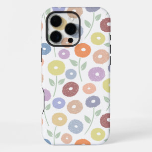 Fuzzy Flower Rpt Pattern Pastels on White iPhone 16 Pro Max Case
