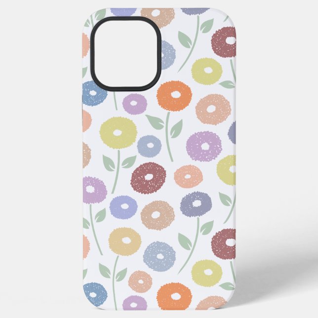 Fuzzy Flower Rpt Pattern Pastels on White iPhone Case (Back)