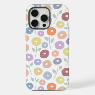 Fuzzy Flower Rpt Pattern Pastels on White iPhone 15 Pro Max Case