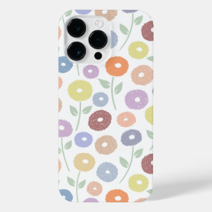 Fuzzy Flower Rpt Pattern Pastels on White iPhone 14 Pro Max Case