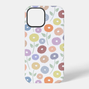 Fuzzy Flower Rpt Pattern Pastels on White iPhone 12 Pro Case