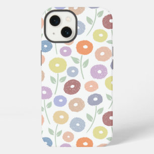 Fuzzy Flower Rpt Pattern Pastels on White iPhone 13 Case