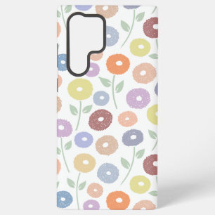 Fuzzy Flower Rpt Pattern Pastels on White Samsung Galaxy Case