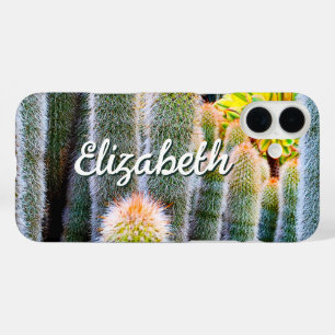 Fuzzy Green Cacti Succulent Photo Custom Name Bold iPhone 16 Plus Case