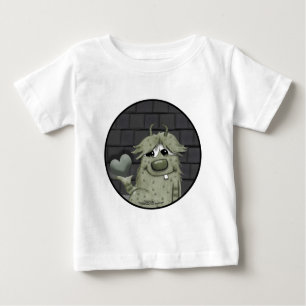 Fuzzy Green Monster with Heart Baby T-Shirt