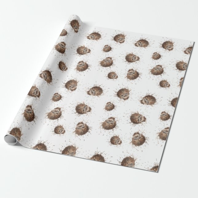 Fuzzy Hedgehog print Wrapping Paper (Unrolled)