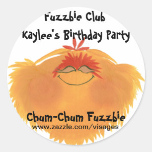 Fuzzy Monster Cartoon Character Classic Round Sticker