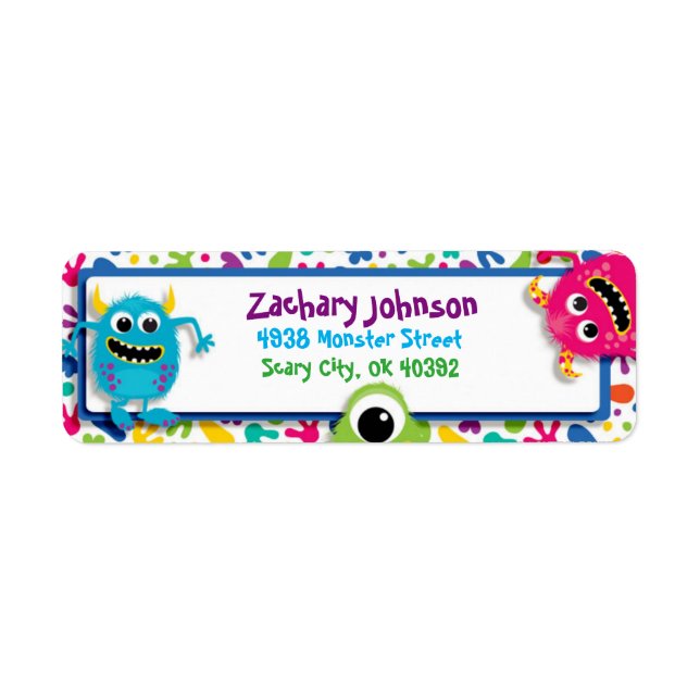 Fuzzy Monsters Return Address Label (Front)