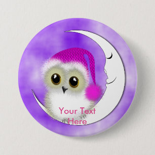 Fuzzy Night Owl Sleepover Personalised 7.5 Cm Round Badge