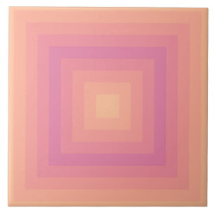 Fuzzy Peach Aurora Pink Squares Ceramic Tile