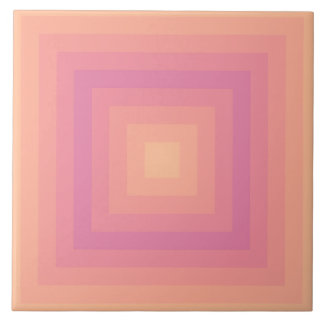Fuzzy Peach Aurora Pink Squares Ceramic Tile
