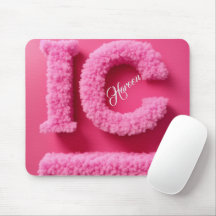 Fuzzy Pink Alphabet Style Mouse Pad Gift