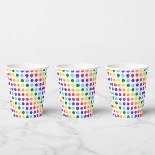 Fuzzy Rainbow Drops Dotted Pattern Paper Cups