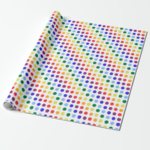 Fuzzy Rainbow Polka Dots Party Wrapping Paper