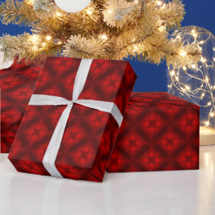 Fuzzy Red Tiled Diamonds and Crosses Wrapping Paper