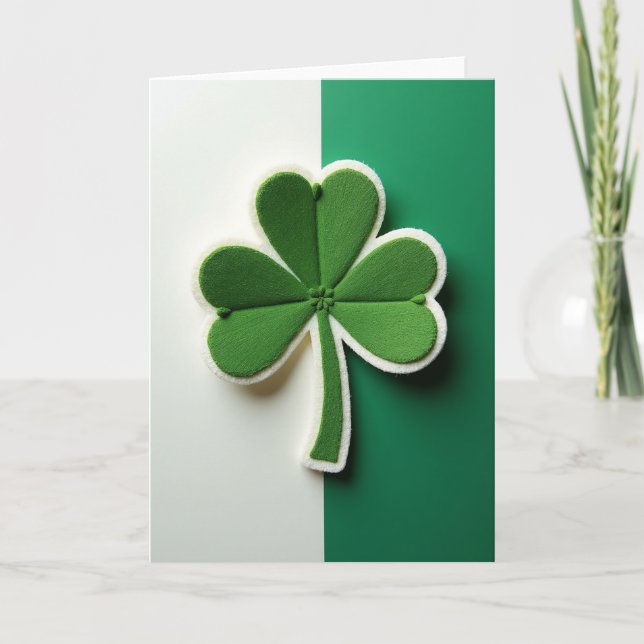 Fuzzy Shamrock Luck Card (Front)