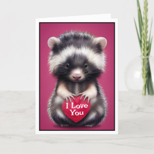 Fuzzy Skunk I Love You Valentine's Day Card