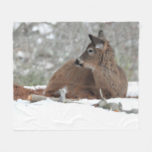 Fuzzy White Tailed Deer Fawn  Fleece Blanket