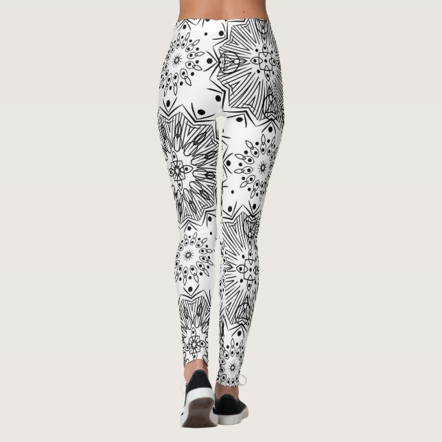 FuzzyFoxArt ,Black and white Leggings (Back)