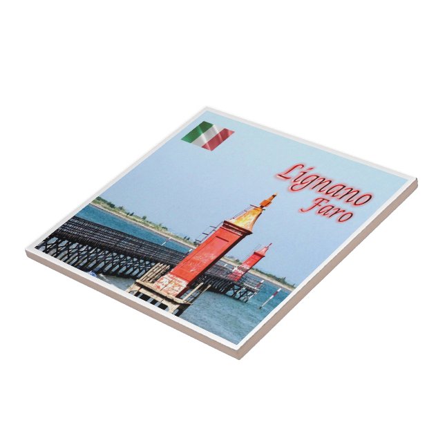 FVG009 LIGNANO, Lighthouse, Italy, Ceramic Tile (Side)