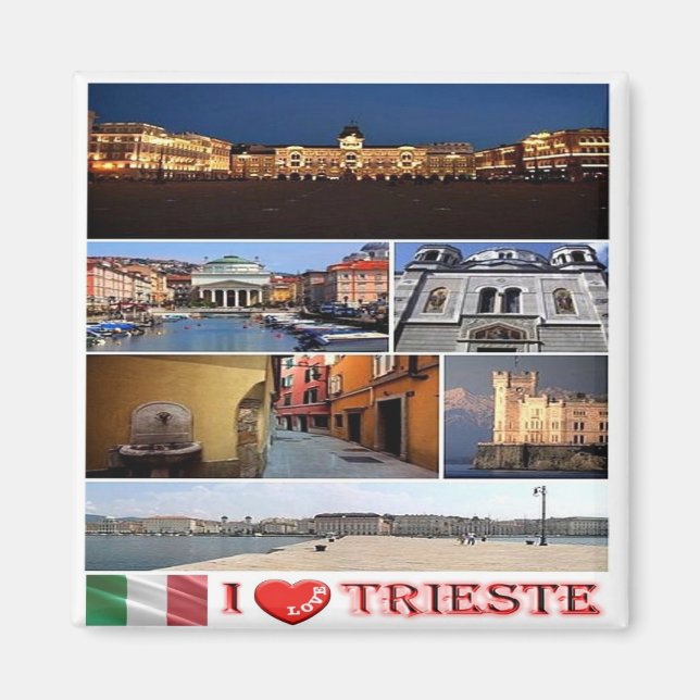 FVG014 TRIESTE I Love, Mosaic, Italy, Fridge Magnet (Front)