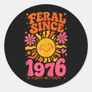 Fvibesl Since 1976 Retro Sun - Funny 50th Birthday Classic Round Sticker