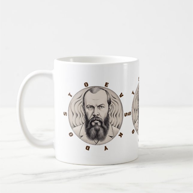 Fyodor Dostoevsky Portrait sticker gift  Coffee Mug (Left)