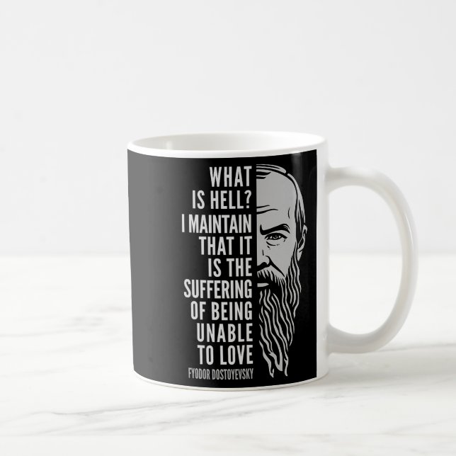 Fyodor Dostoyevsky Portrait &amp; Inspiring Quote_ Coffee Mug (Right)