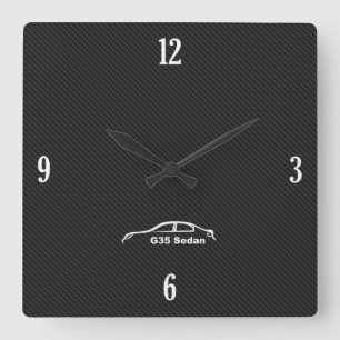 G35 Sedan Brushstroke Logo Square Wall Clock