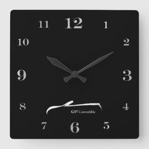 G37 Convertible white brushstroke logo Square Wall Clock