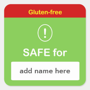 g4 - SAFE FOOD LABEL w/ Custom Name ~ GLUTEN-FREE.
