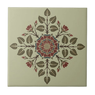 G.A. Audsley Art Nouveau Rose Floral Pattern Ceramic Tile
