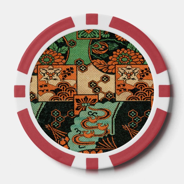 G.A. Audsley Asian Fan Pattern Poker Chips (Front)