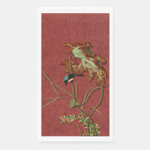 G.A. Audsley Vintage Red Japanese Bird Lotus Art Napkin
