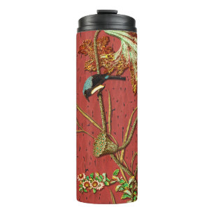 G.A. Audsley Vintage Red Japanese Bird Lotus Art Thermal Tumbler