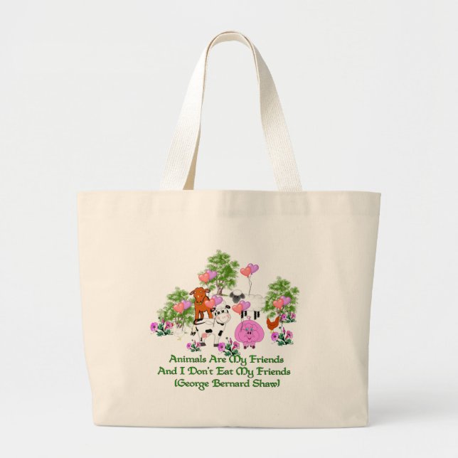 G. B. Shaw Vegetarian Quote Large Tote Bag (Front)