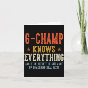 G-champ knows everything father's day retro card