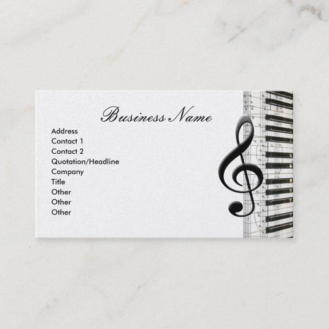 G-Clef & Piano Keyboard Music Notes Business Cards (Front)