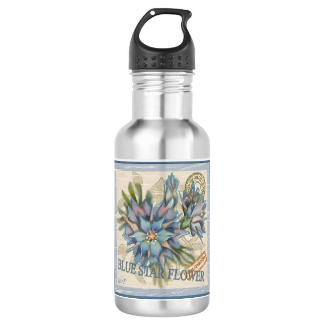 G Creation Office blue flower 710 Ml Water Bottle (Front)