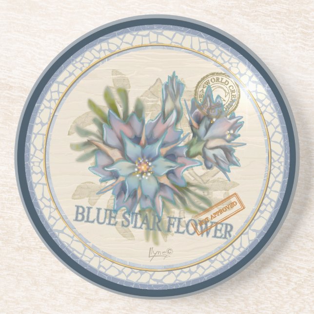 G Creation Office blue flower Coaster (Front)