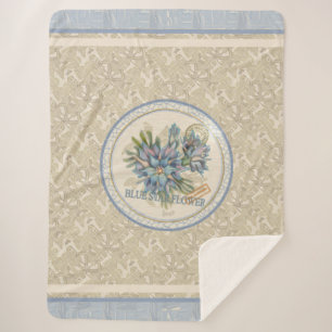 G Creation Office blue flower Fleece Blanket