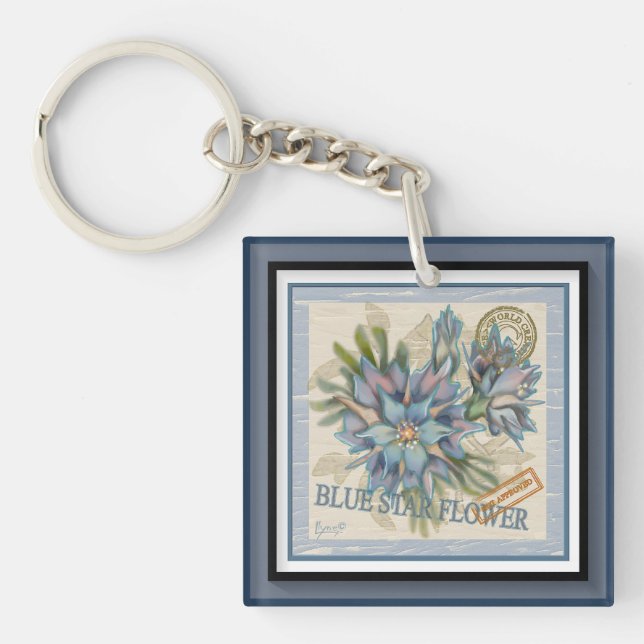 G Creation Office blue flower Key Ring (Front)