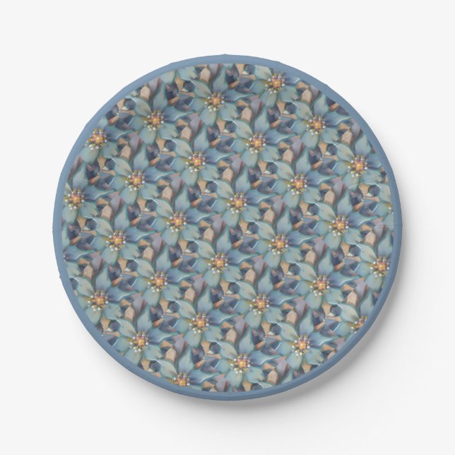 G Creation Office blue flower Paper Plate (Front)
