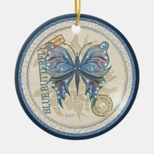 G Creation Office butterfly Ceramic Ornament (Front)