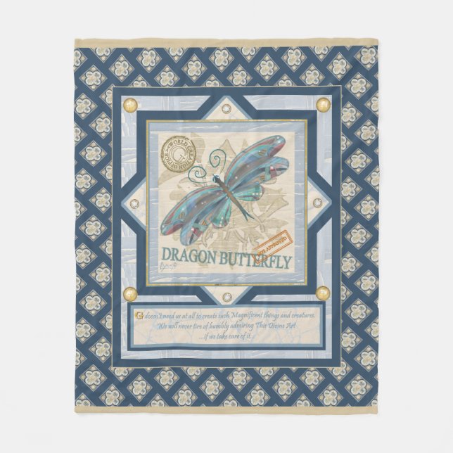 G Creation Office dragonfly Fleece Blanket (Front)