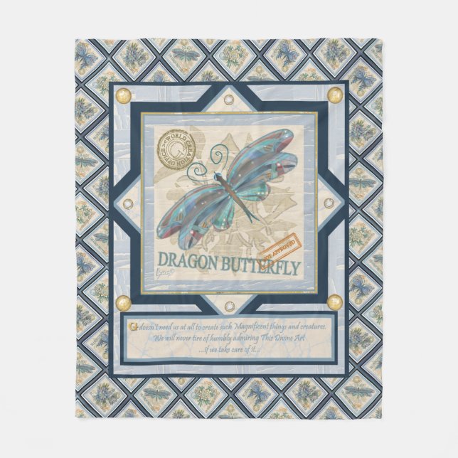 G Creation Office dragonfly Fleece Blanket (Front)