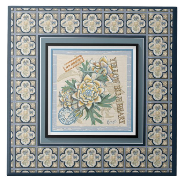 G Creation Office yellow flower Ceramic Tile (Front)