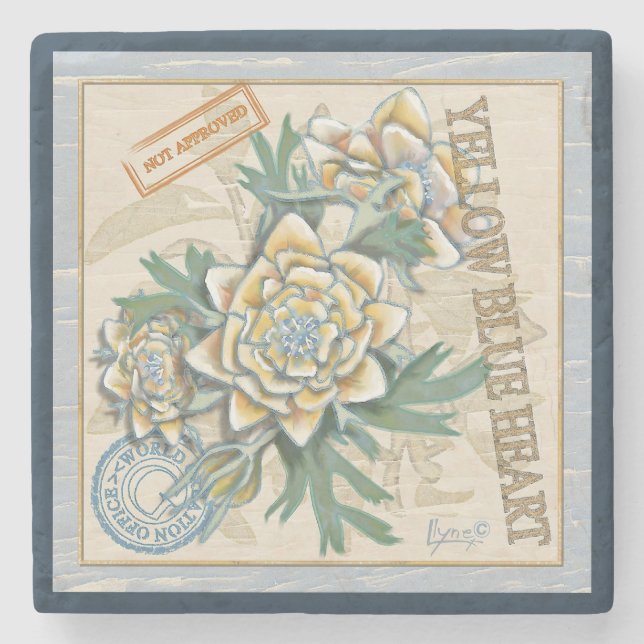 G Creation Office yellow flower Stone Coaster (Front)