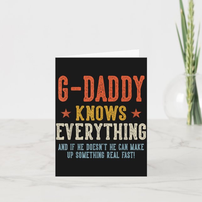 G-daddy knows everything father's day retro card (Front)